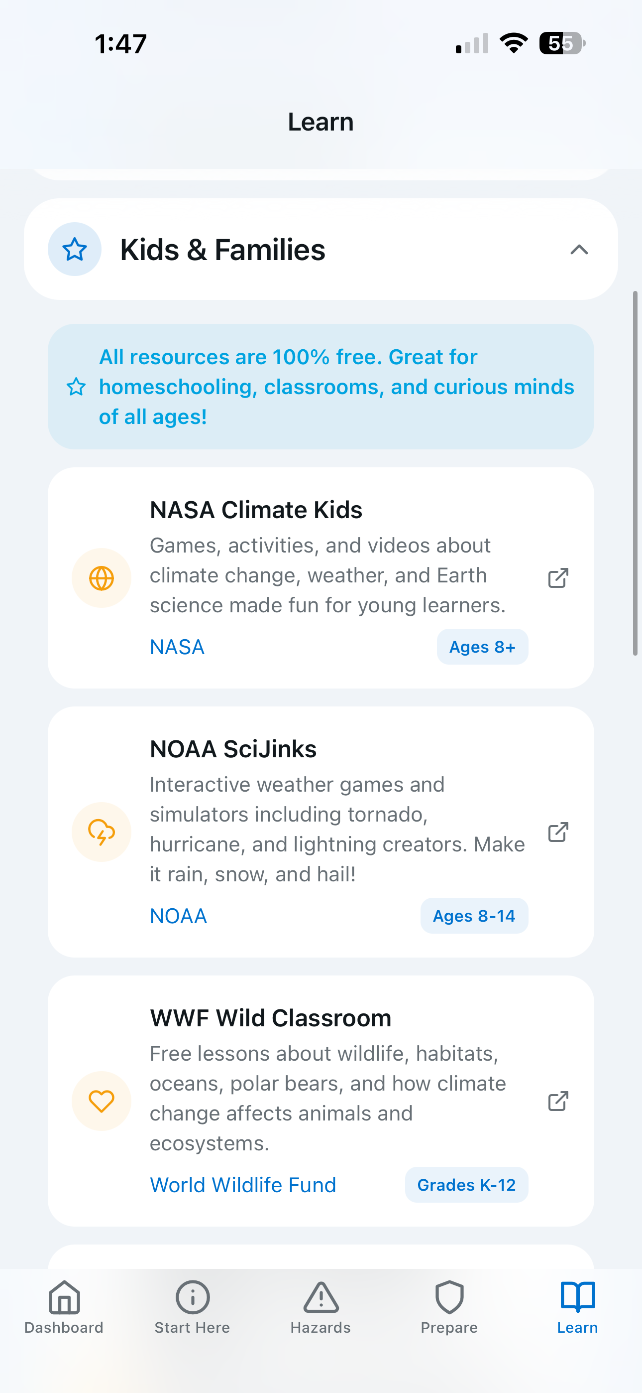 Kids and Families educational resources